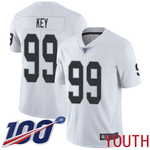 Oakland Raiders Limited White Youth Arden Key Road Jersey NFL Football 99 100th Season Vapor Untouchable Jersey